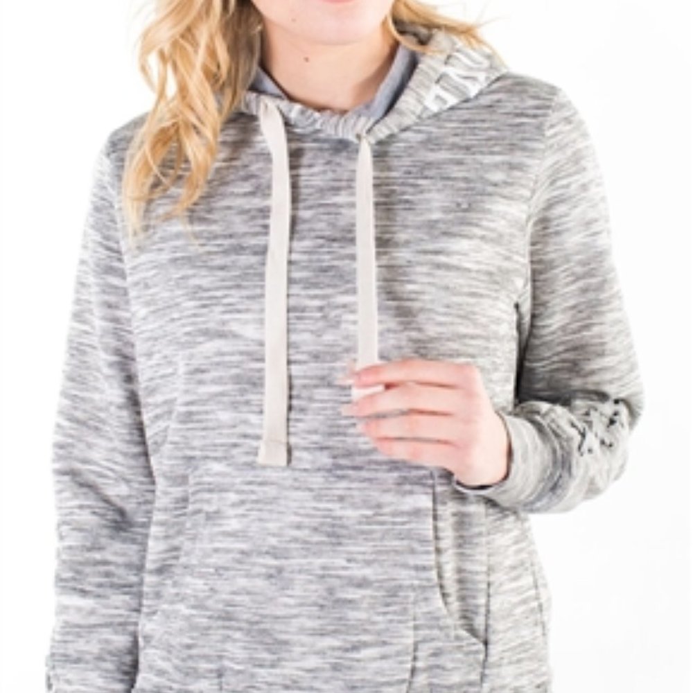 "LOVE" GREY SPACE DYE PULLOVER HOODIE